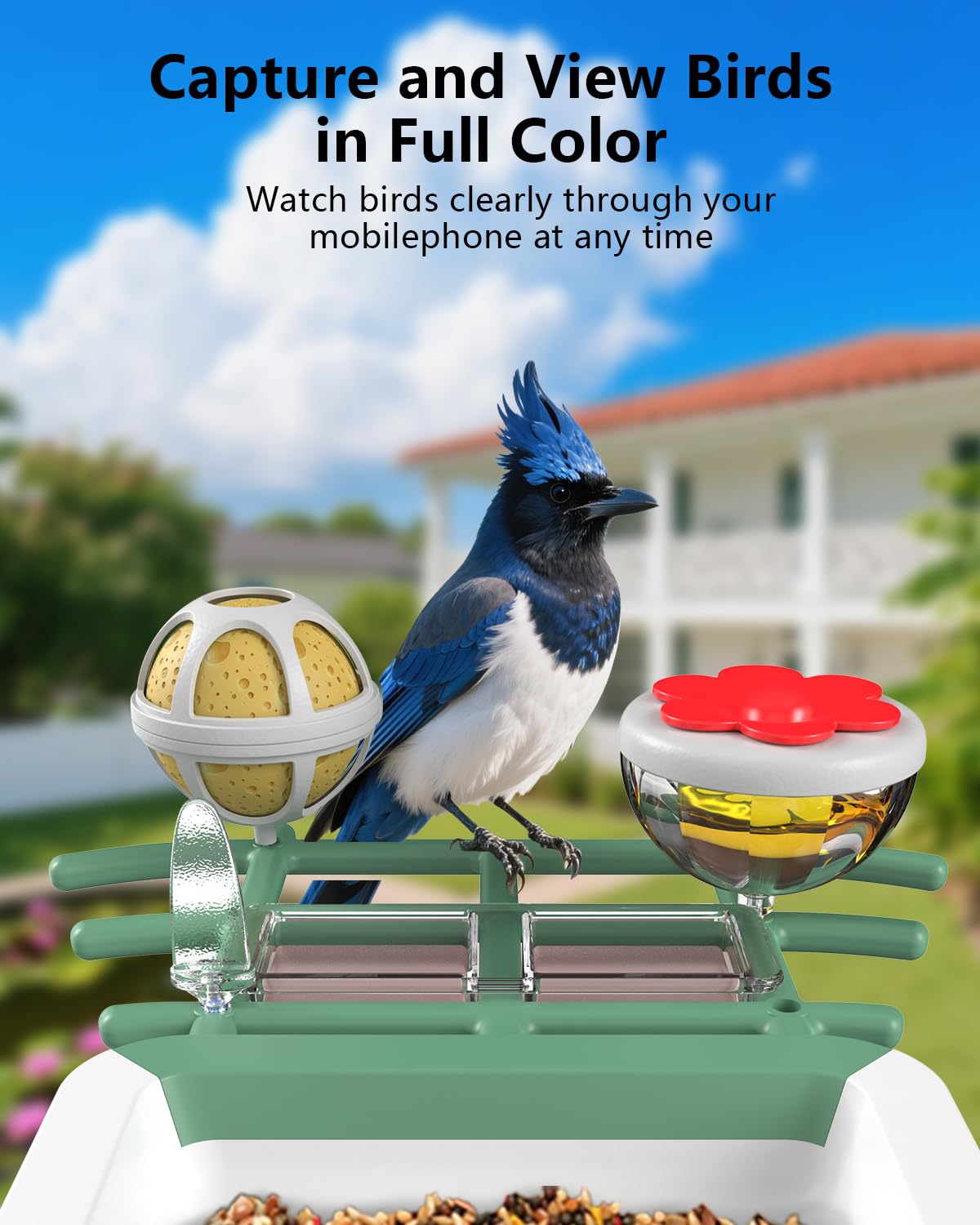 Comedero para pájaros con cámara, cámara inteligente 2K para pájaros con energía solar, identificación de especies de pájaros, notificaciones instantáneas, regalo ideal para familiares y amantes de