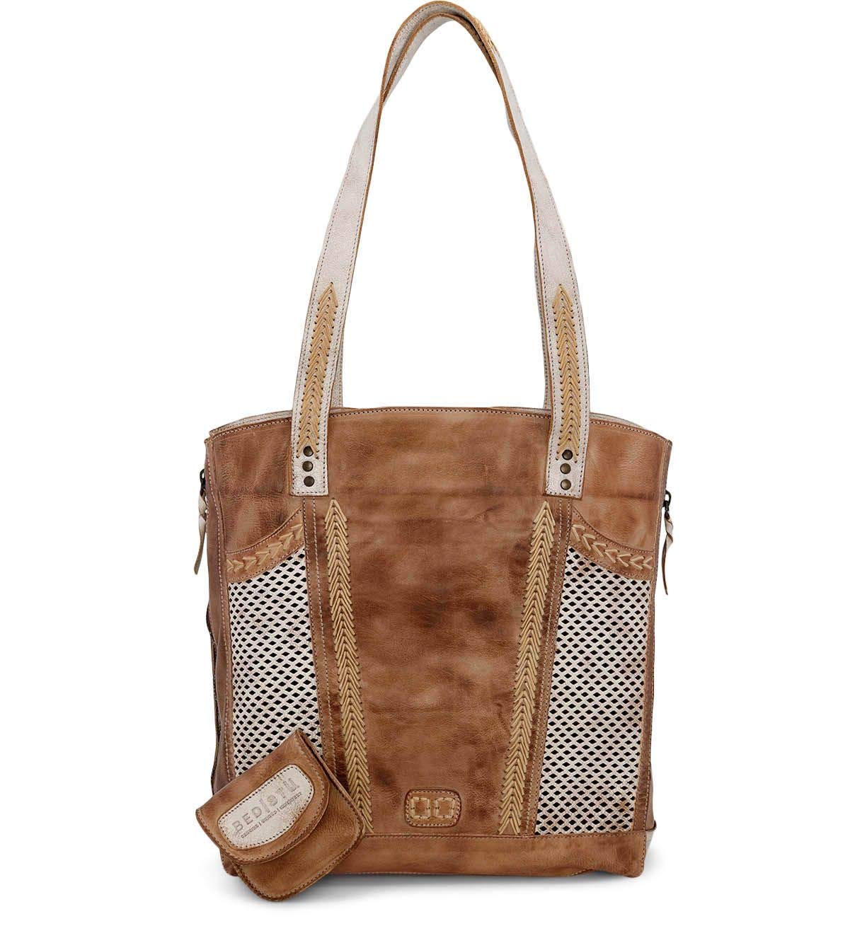 BedStu Amelie Tote Bag Light TanWhiteDistressed