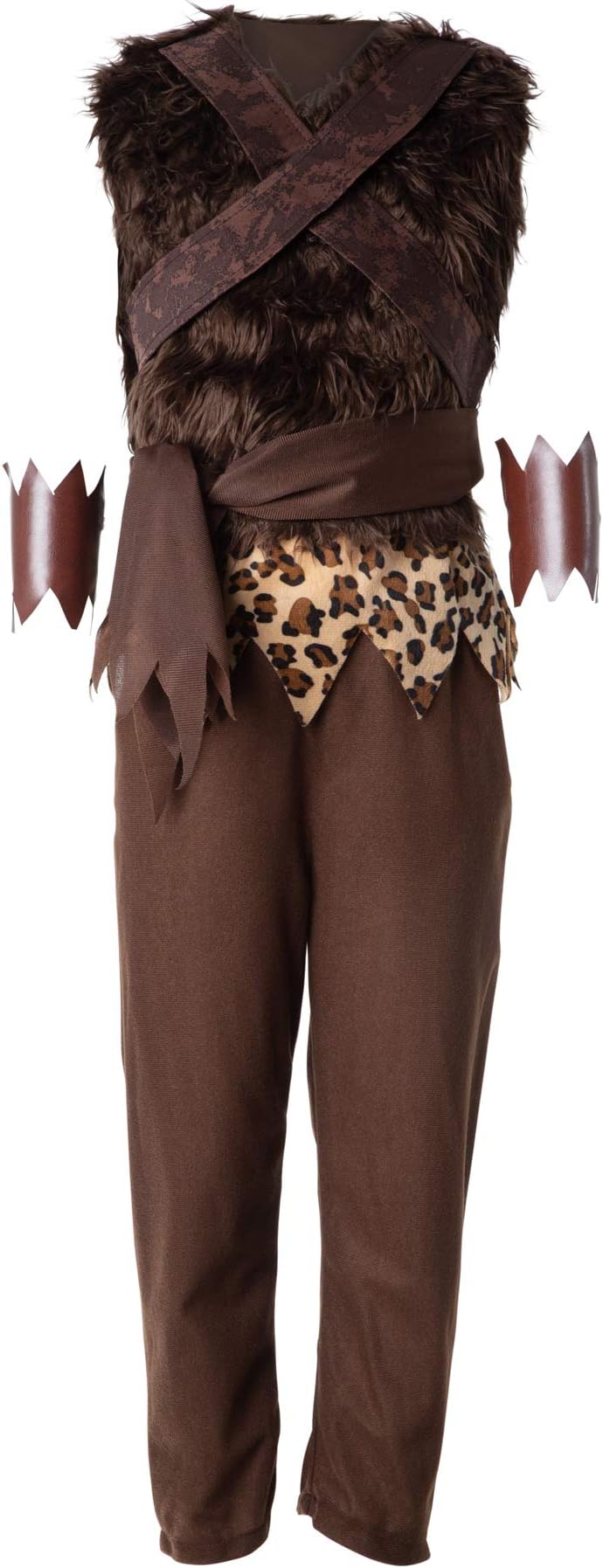 dressforfun Caveman Fancy Dress Costume - Stone Age Outfit for Parties, Halloween, New Years Eve - Faux Fur Top, Suede-look Straps, Leopard Print Detail Size M