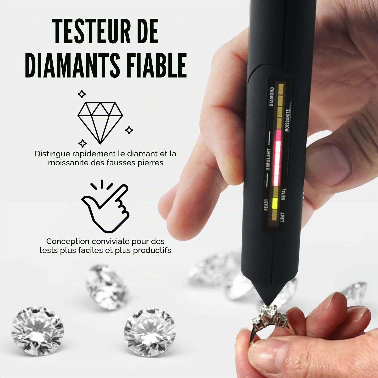 Professional Kit de Testeur de Bijoux à 2 Points - Test Précis de Diamants, Moissanite, Métaux et Pierres Précieuses - Dispositif de Test de Haute Précision pour Bijoutiers Débutants et Experts