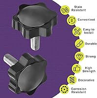 Vista 4 de 6 Piezas de Pomo de Estrella Roscado de M4 x 20mm, Manija de Perilla de Sujeción en Forma de Hexágono de Plástico para Reemplazo de Base de Paraguas