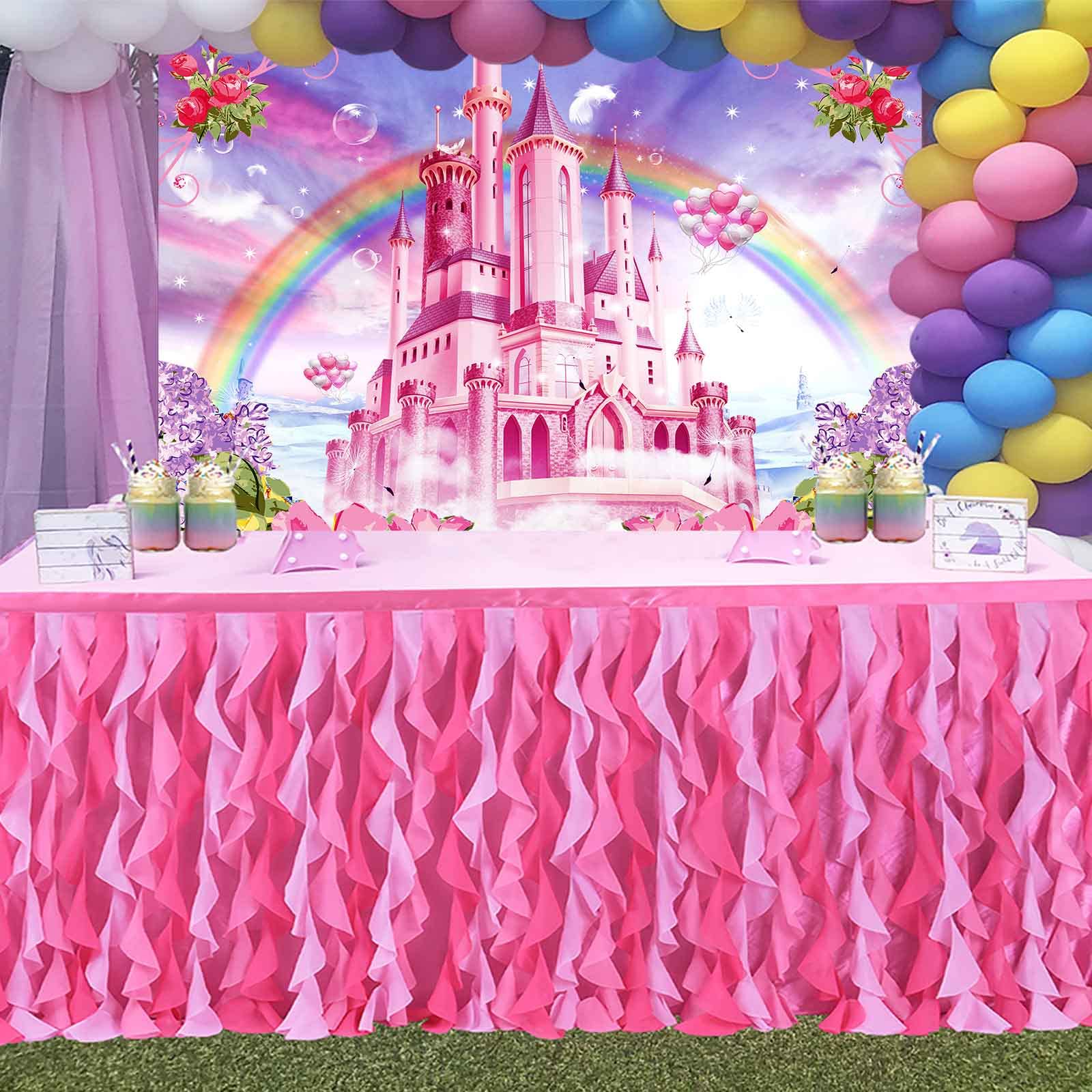 Prinzessinnenschloss-Hintergrund, 2,1x1,5 M – Rosa, Aus Vinyl, Für Geburtstagsfeiern & Fotoshootings