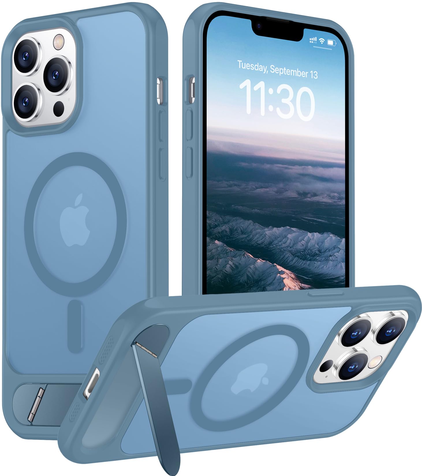 Temdan Magnetic Compatible with iPhone 13 Pro Case, [Built-in Invisible Kickstand][Compatible with MagSafe] [Military Grade Shockproof] Slim Translucent Matte Phone Case for iPhone 13 Pro 6.1"