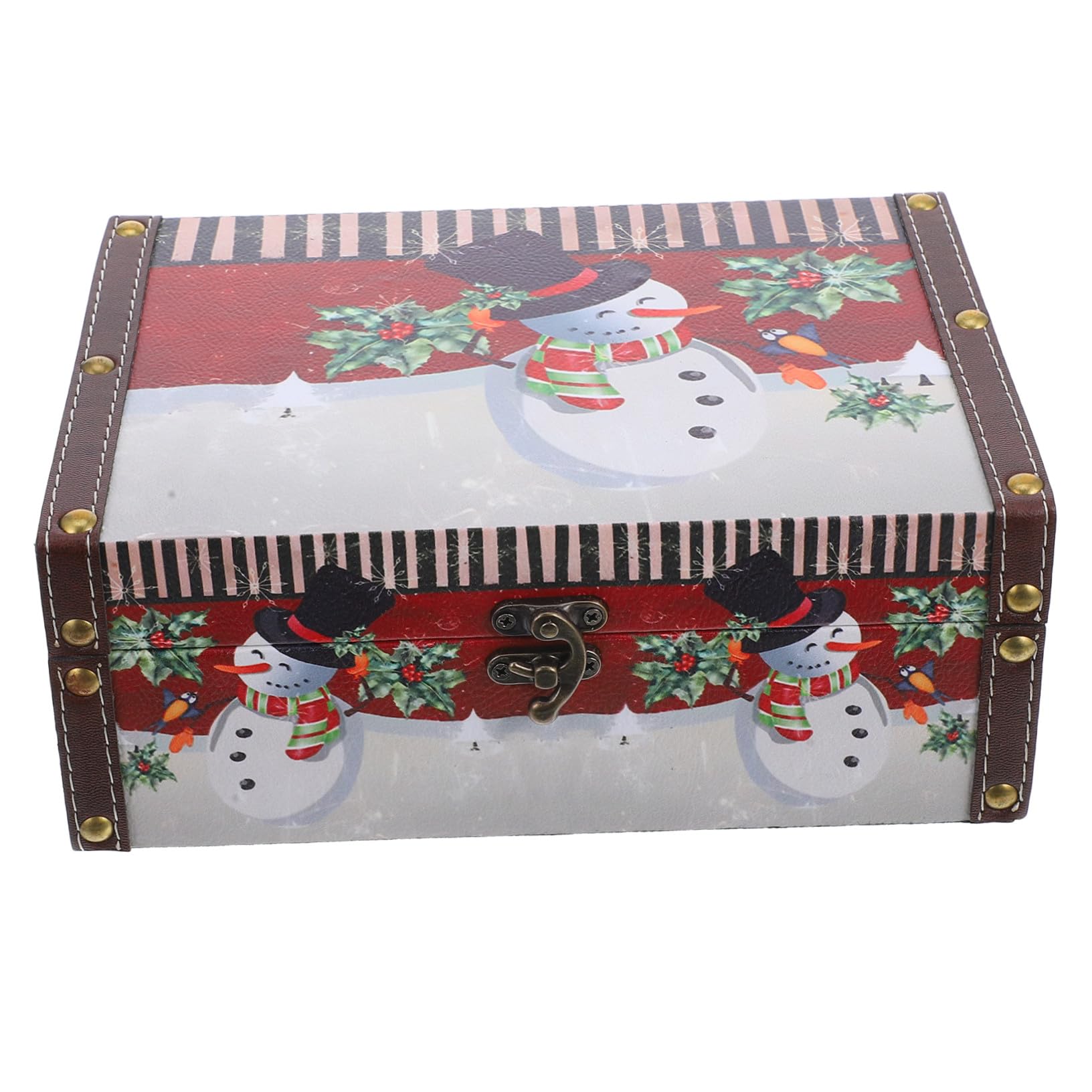 Vintage Christmas Wooden Storage Box Small with Capacity for Candy Mints Chocolates Wear-resistant Wood Treasure Case for Holiday and Desktop Organization