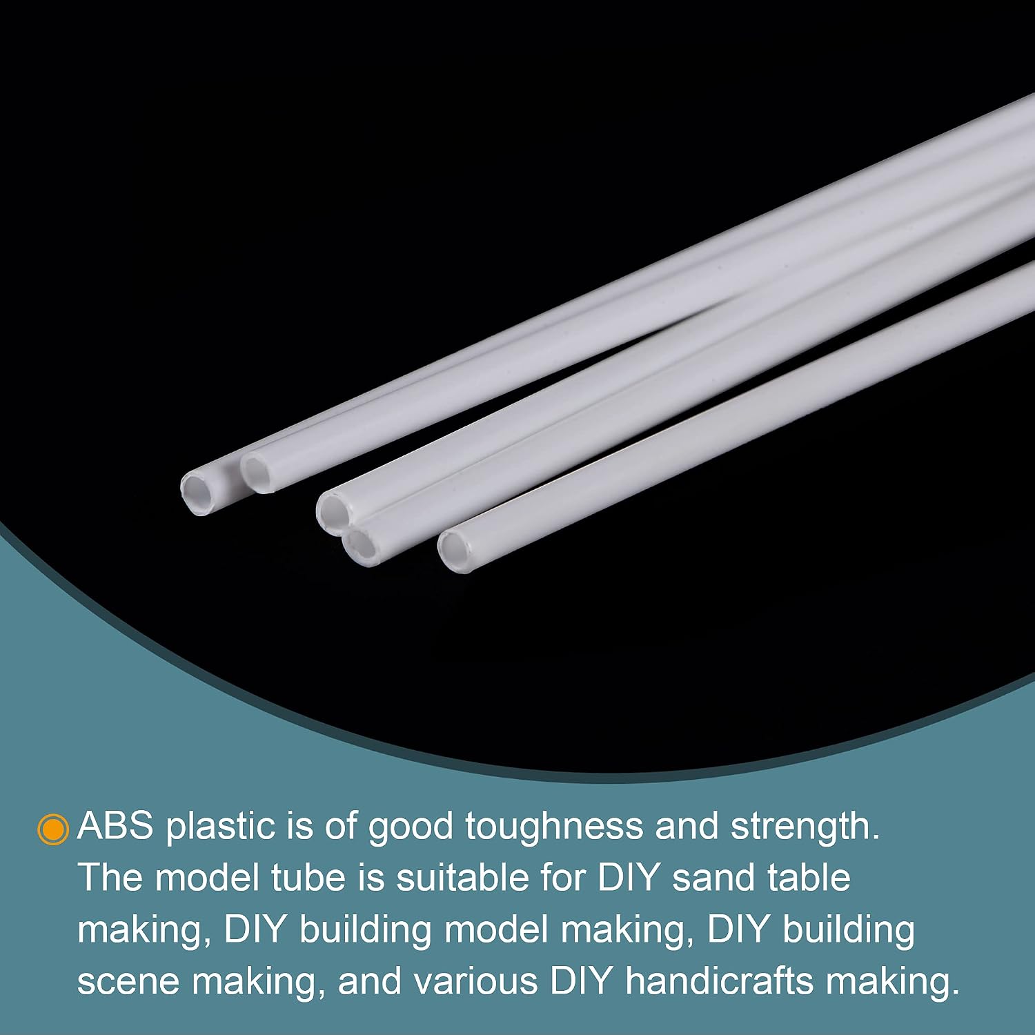 MECCANIXITY Plastic Model Tube ABS Round Tube 1.45mmx2mm 10" White Easy Processing for Architectural Model Making DIY 5 Pack