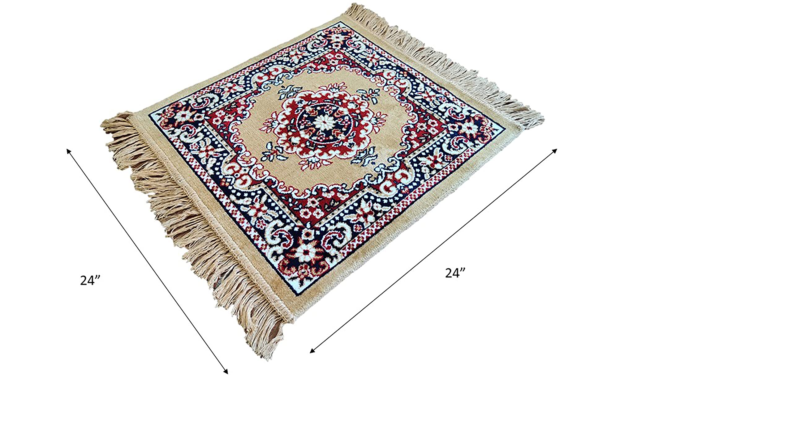 Homitecture Velvet Fabric elvet Pooja Mat for Sitting On Floor | Comfortable Eating Aasan for Home | Decorative Sitting Mat for Meditation & Mandir | Floral - Purple & Beige 3