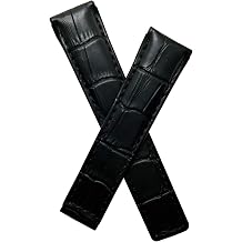 Watchstrapworld TH-CAR20-01-0131-20mm Black Alligator-Style Leather watchband with Black Stitching Compatible with TAG Heuer Carrera Models Listed