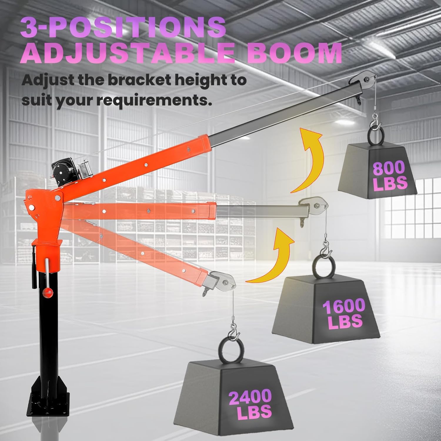 2400BLS Folding Truck-Mounted Crane, Alloy Steel Pickup Truck Crane with 360° Rotational Capability, Truck Jib Crane with 3500BLS Electric Winch 12V, Truck Crane with Remote Control