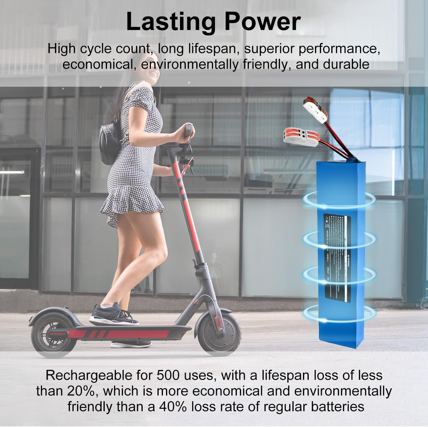 36V 8.5AH Electric Scooter Battery- Compatible with 36V Scooter Models, Universal Electric Scooter Rechargeable Li-ion Battery, Fit for 300W - 550W Motor, 10S3P, 11.42 x 2.76 x 1.38 inches