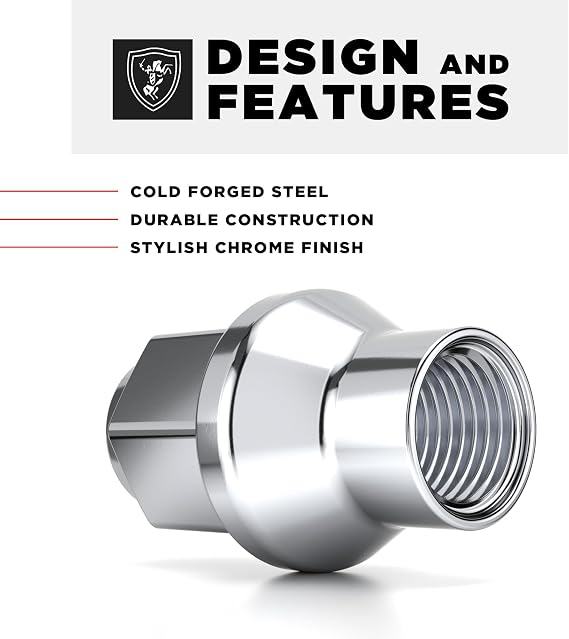 White Knight 1/2-20 Thread Lug Nuts for Aftermarket or Factory Wheels - 4 Chrome Lug Nuts - ET Bulge Seating - Carbon Steel for Durable Construction & Easy Installation - 7804-4