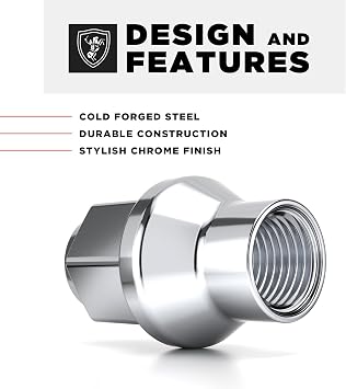 White Knight 1/2-20 Thread Lug Nuts for Aftermarket or Factory Wheels - 4 Chrome Lug Nuts - ET Bulge Seating - Carbon Steel for Durable Construction & Easy Installation - 7804-4