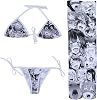 Quker Bean Lolita Japanese Manga Anime Ahego Face Micro Bikini Bra and Thong Set Thigh High Stockings Outfits