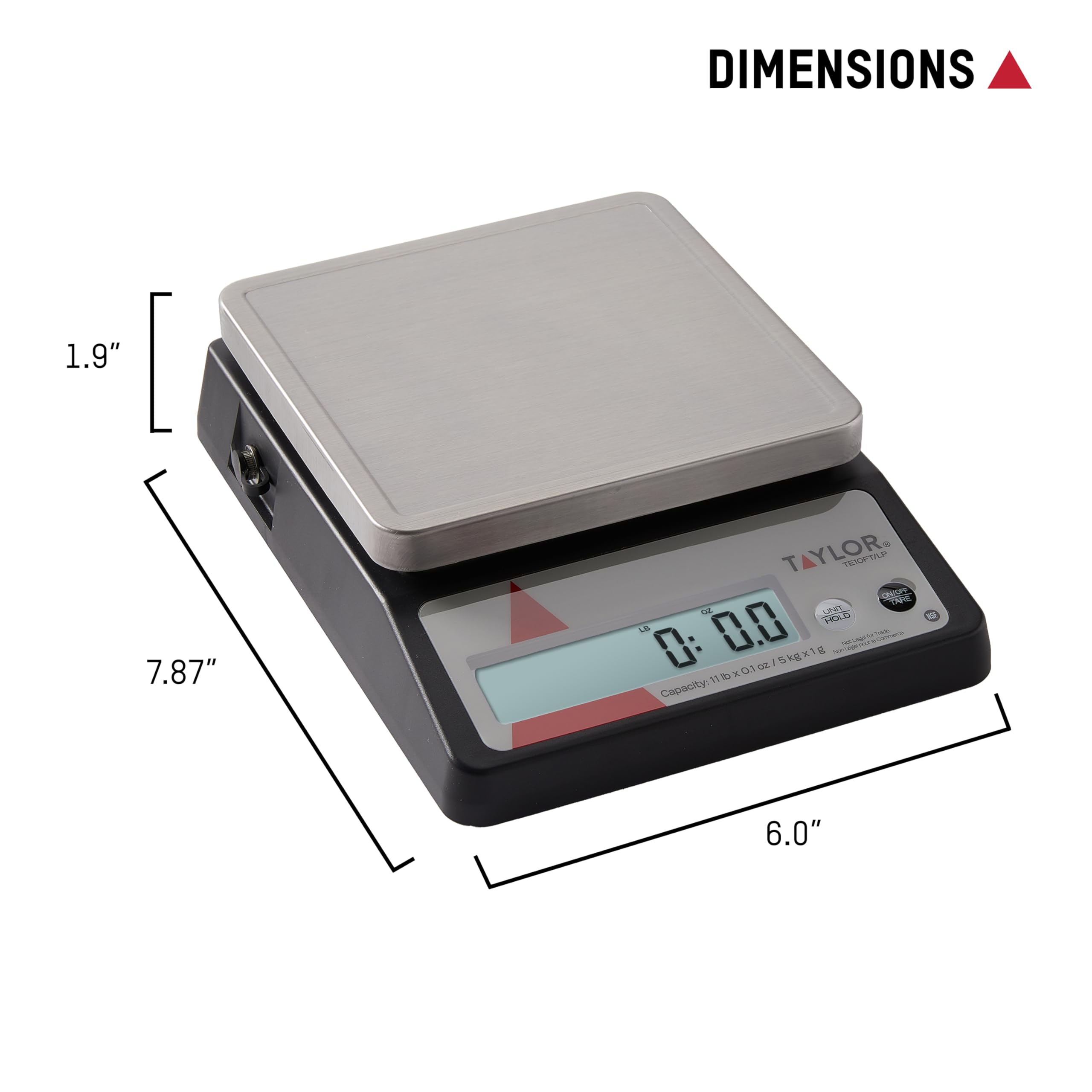 Taylor Precision TE10FT - Báscula digital compacta para control de porciones (5 kg, acero inoxidable, NSF)