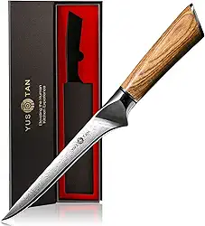 Faca de Desossar Japonesa Super Afiada de Damasco, Faca para Filé de Peixe, Faca de Damasco de 6" para Cozinha, Faca de Aço Inoxidável de Alto Carbono, Faca para Carne, Fac(8", Aço Inoxidável)
