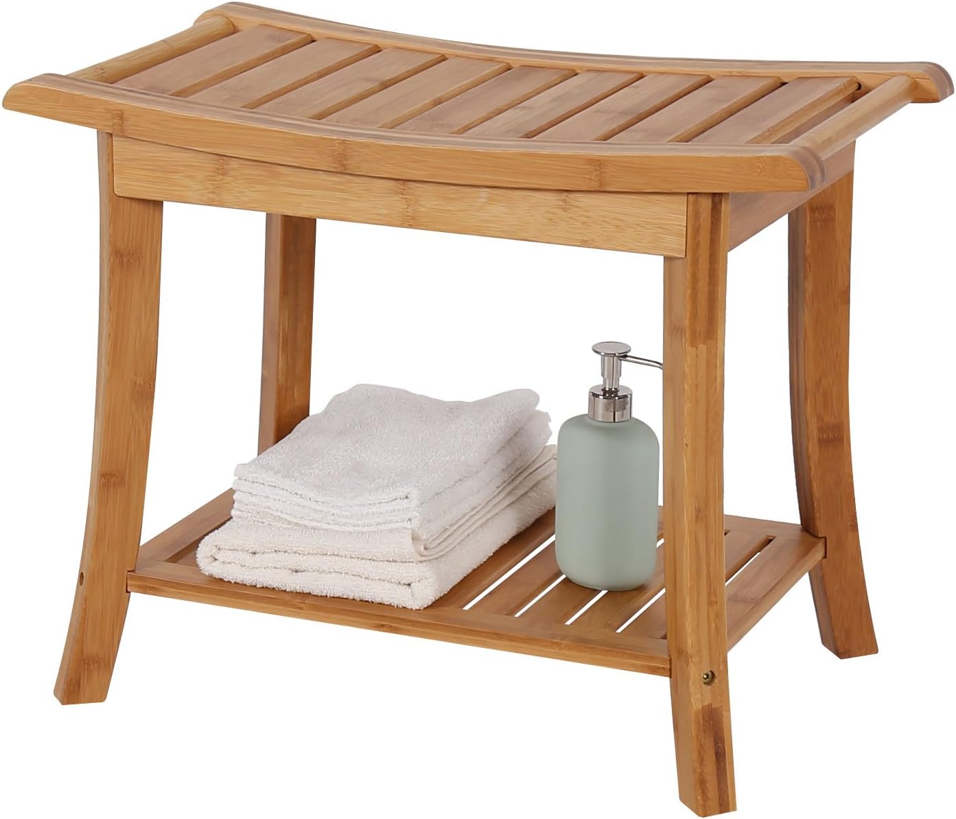 Lоwеѕt Prісе Bamboo Shower Bench Stool with Storage 2-Tier Shower Seat Chair for Bathroom, Shower Bench Chair, Bath Stool