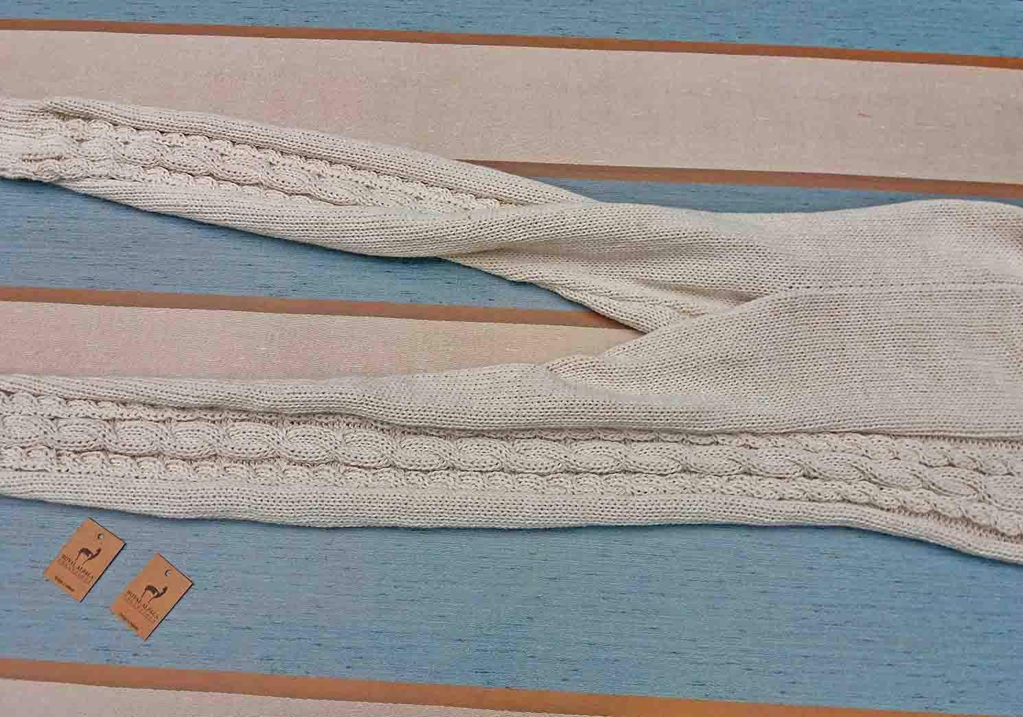 Pack7: 60% Peruvian Royal Alpaca (19.0 to 19.5 microns) – 40% Peruvian Pima Cotton, Blended-Knitting-Yarn 2/16 nm, 7kg, Natural White, Natural Colour, No colorants, Organic