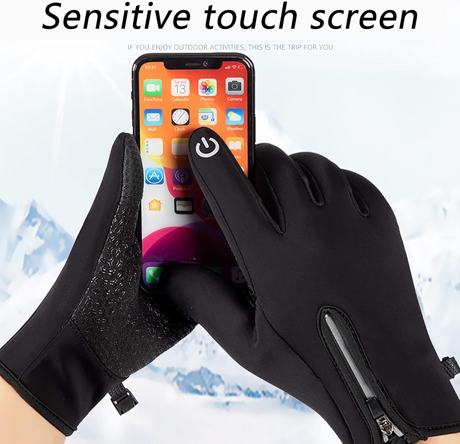 Winter Gloves Running Gloves for Men Women, Thermal Warm Gloves Touch Screen Gloves, Waterproof Windproof Cold Weather Sports Ski Gloves for Hiking Cycling Driving Working