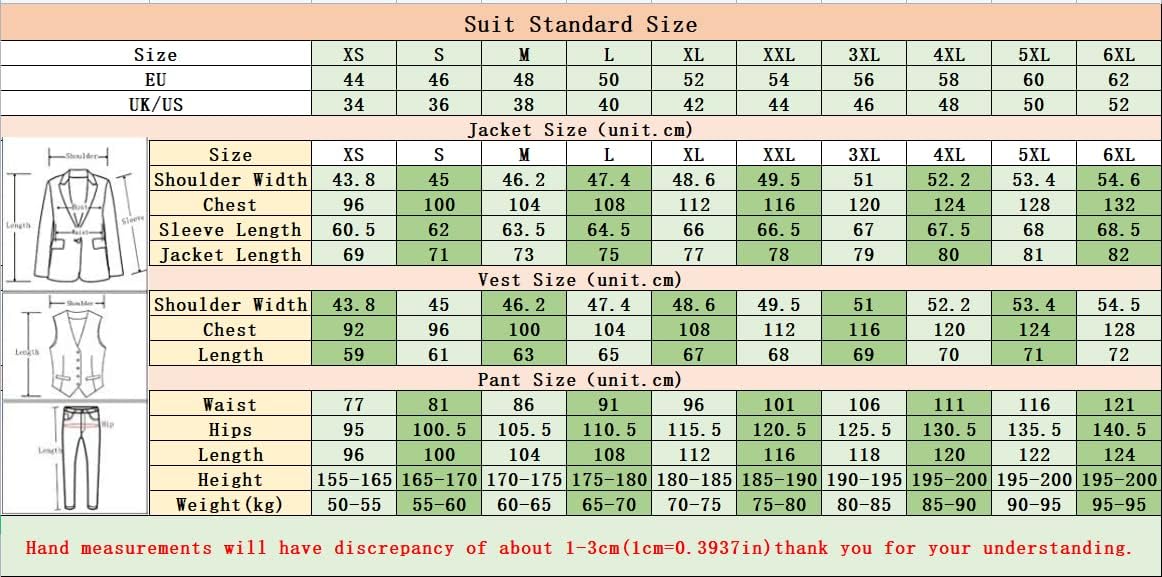 YUVUXE Suits for Men Tuxedo Slim Fit 3 Pieces Suit Tux Jacket Vest Pants Set for Prom, Wedding and Business