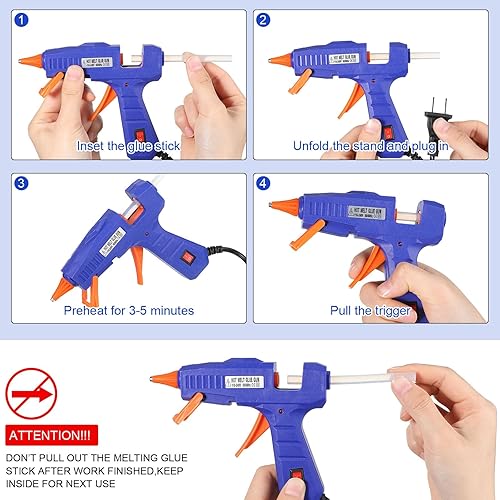 Miniatura 5 de Mini pistola de pegamento caliente para manualidades escolares, pequeña pistola termofusible con protector de goma para niños, pistola de pegamento