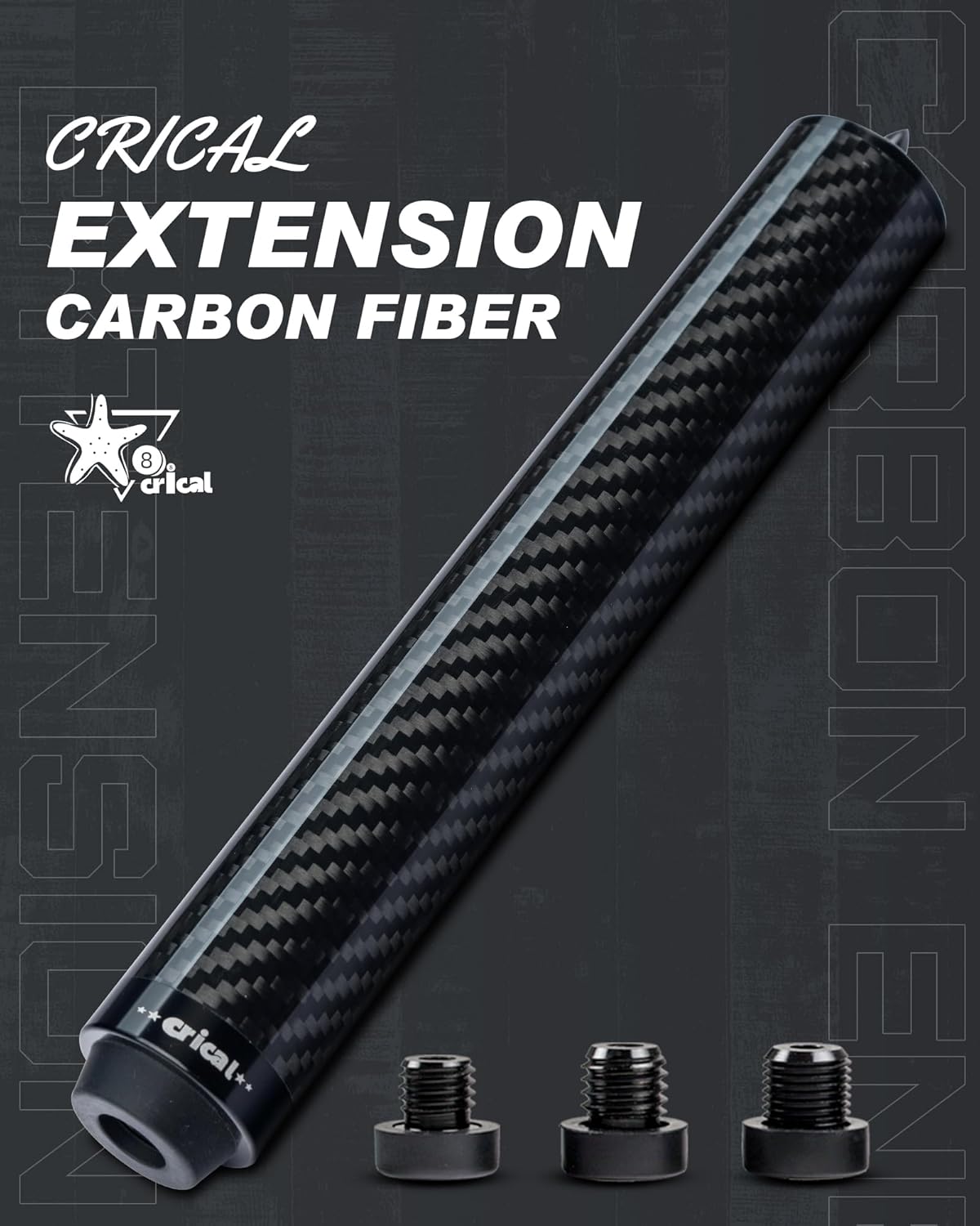 CRICAL Pool Cue Extension 2/3/4/8 Inch Metal Billiard Cue Extension with 3 Bumpers Billiard Accessories