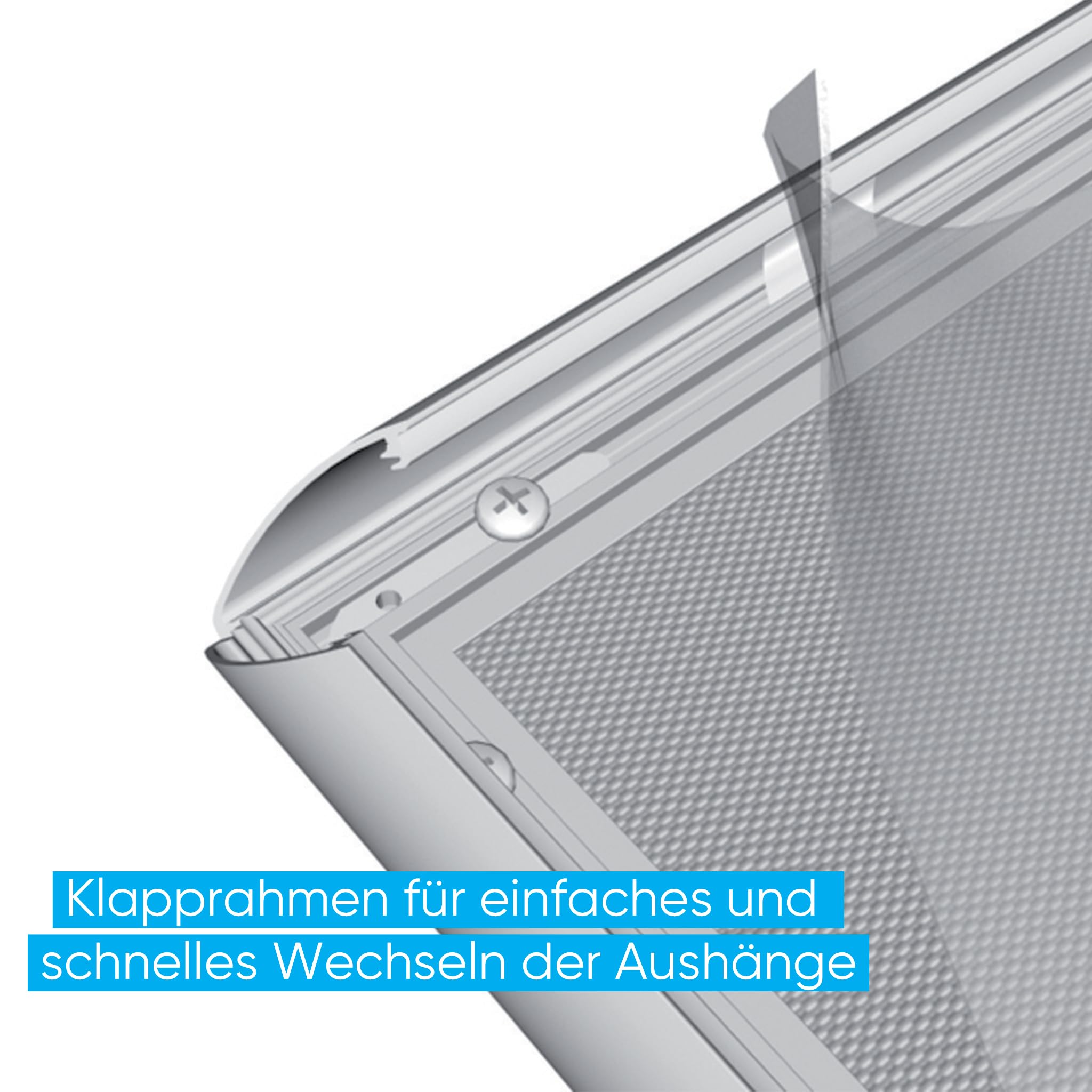 FRANKEN Wechselrahmen, Outdoor A2 Plakatrahmen, Aluminium-Klapprahmen 25 mm breit, Info-Rahmen für den Außenbereich von öffentlichen Einrichtungen, Schulen, Restaurants oder Hotels, BS1703