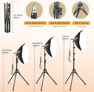 UBeesize Softbox Photography Lighting Kit, 20'' x 20'' Professional Softbox Lighting Kit with 85W 3000-7500K LED Bulbs, Studio Lights for Photography/Video Recording/Portraits Shooting/Live Streaming