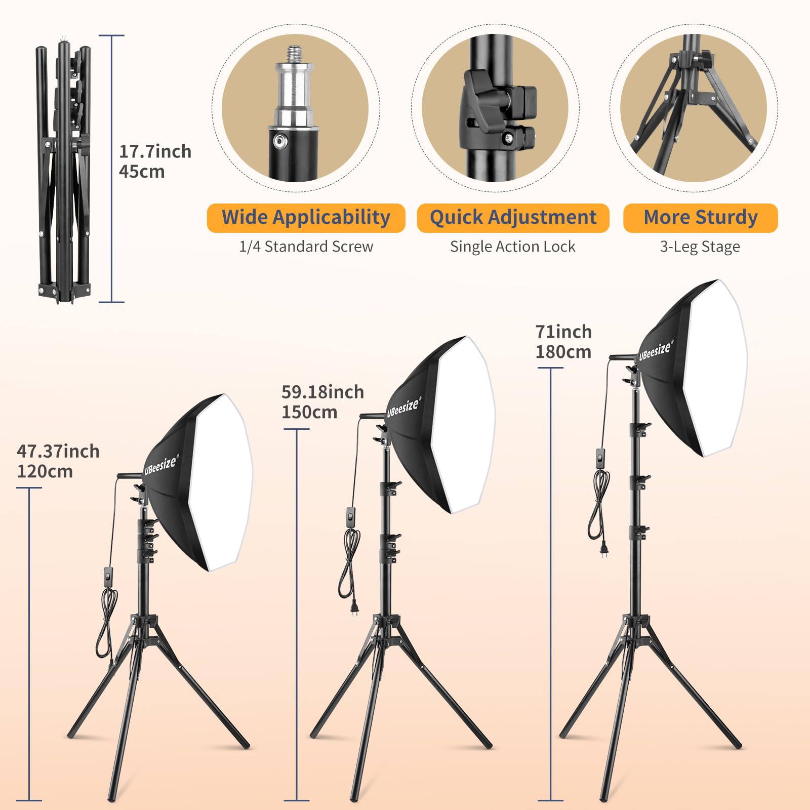 UBeesize Softbox Photography Lighting Kit, 20'' x 20'' Professional Softbox Lighting Kit with 85W 3000-7500K LED Bulbs, Studio Lights for Photography/Live Streaming/Video Recording