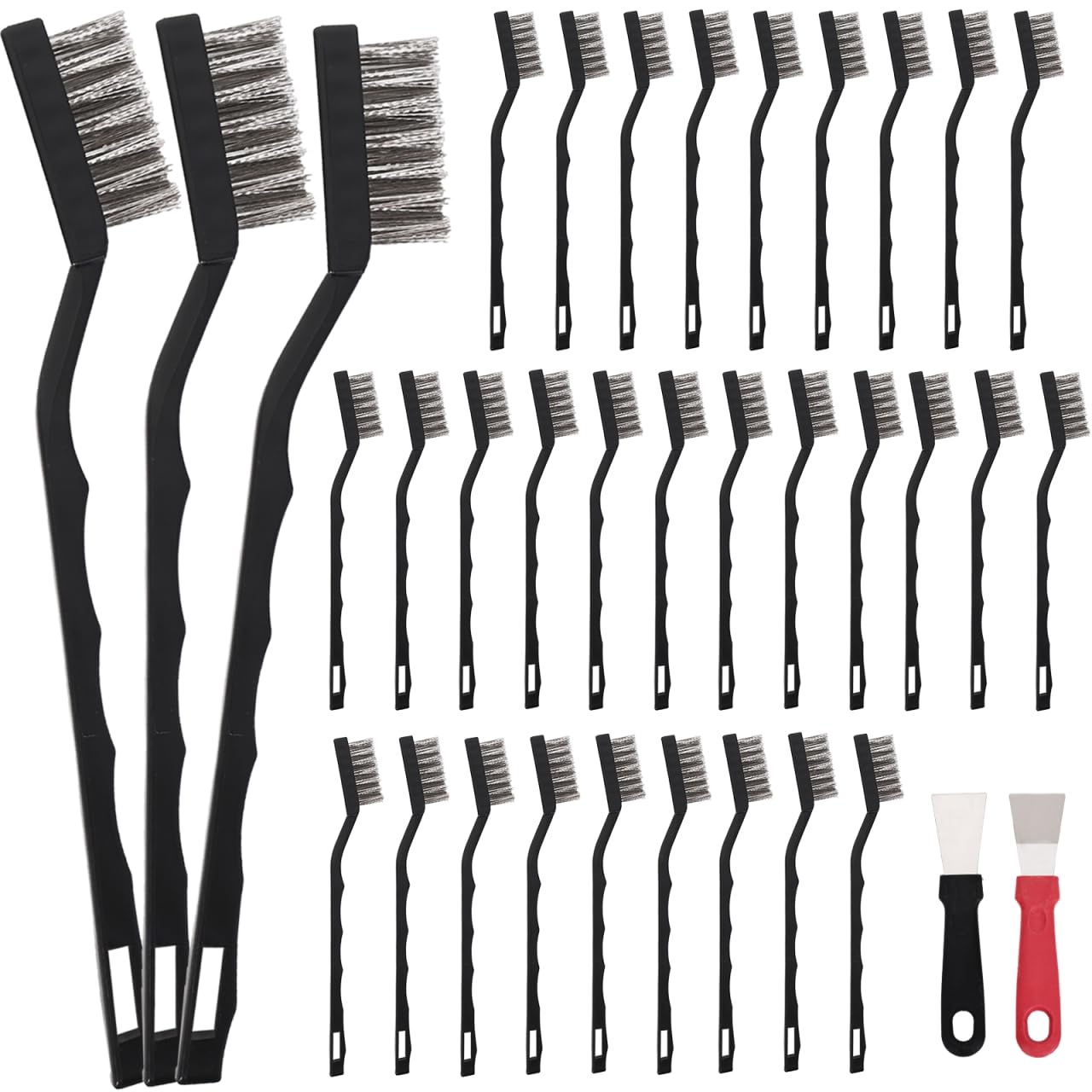 15 PCS Mini Nylon Brush Set，Masonry Brush Wire Bristle for Cleaning Welding Slag and Rust，Curved Handle Brush (Nylon, 15)