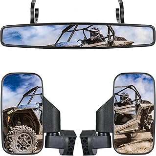 OFIG UTV Side Mirrors And UTV Center Mirror for 1.75" and 2" Roll Bar, Adjustable Break Away UTV Mirrors Compatible with Polaris RZR 900 1000 Can Am Commander Kawasaki Mule Pioneer Wildcat CFMOTO