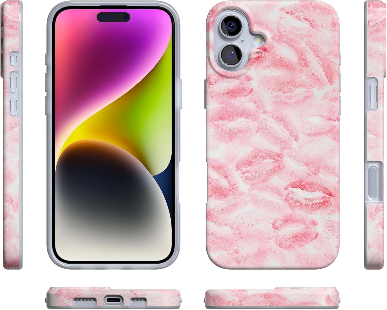 Casely iPhone 16 Case | Sealed with a Kiss | Pink Lipstick | Compatible with MagSafe | Classic Ultra Slim Design
