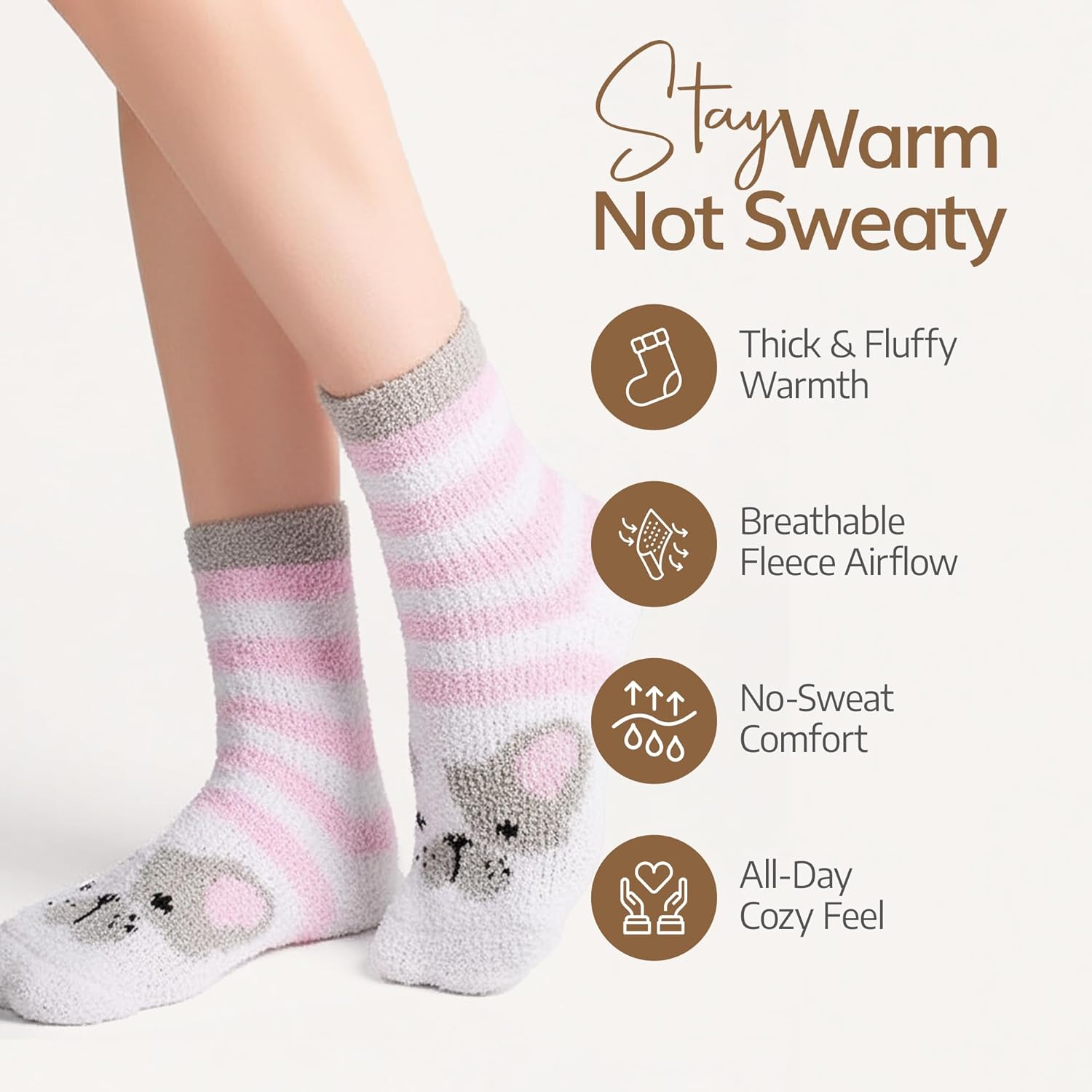 WaySoft Fluffy Fuzzy Socks for Women & Teen Girls - 4 to 5 Pairs Bulk Pack - 2023 Holiday Collection - Cozy Warm Fleece Socks - Image 4