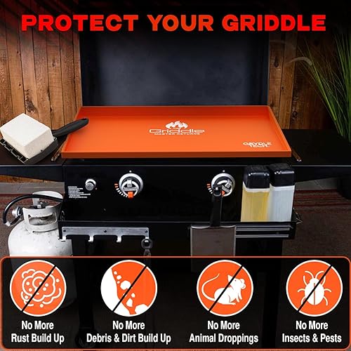 Miniatura 7 de GrydleTech Funda de silicona para parrilla Blackstone de 36 pulgadas con cobertura completa de borde y cepillo de limpieza superior de parrilla,