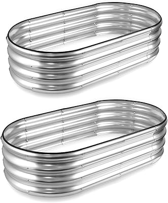 JERIA Raised Garden Bed,Galvanized Raised 2 Pcs 4×2×1ft Planter Boxes Outdoor with Easy Assembly, Large Garden Bed for Vegetables, Fruits, Flower