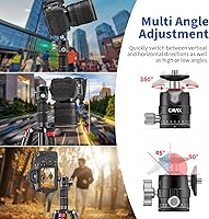 Vista 5 de CAVIX MT-03 Cabezal de trípode panorámico para cámara, cabeza de bola pequeña con placa de liberación rápida Arca Swiss Capacidad de carga de nivel