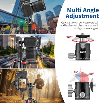 CAVIX 25mm Mini Ball Head 360 Panoramic Tripod Head Small Ball Head with 1/4 Quick Release Plate, for DSLR/Mirrorless Camera, Compatible with Tripods, Monopods and Sliders, Max Load 11lb/5kg