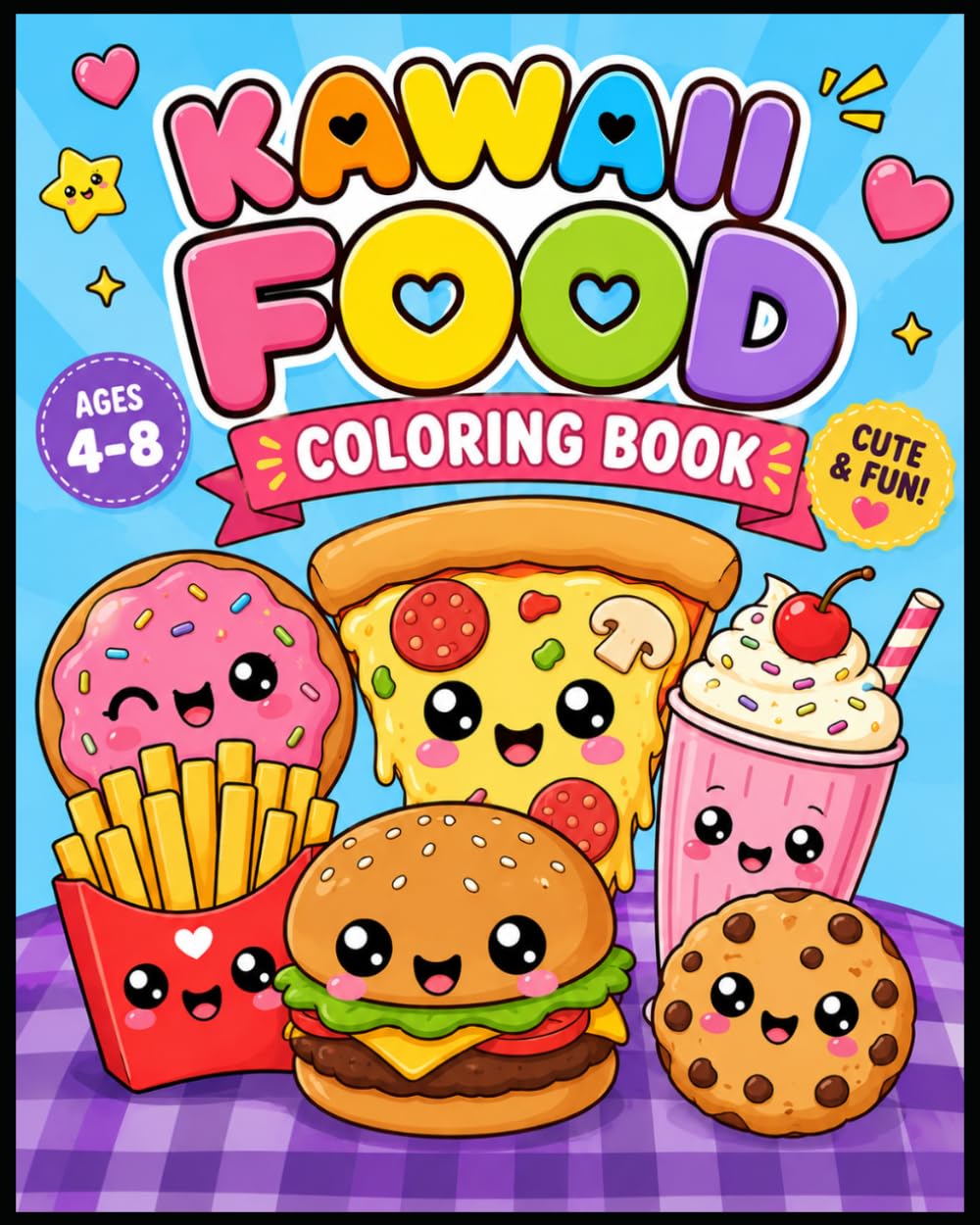 Kawaii Food Doodle Coloring Book: 80 Cute Coloring Pages & Fun Learning Activities for Kids Ages 4–8