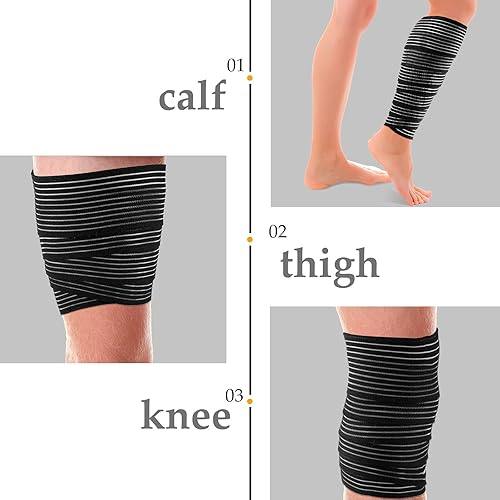 Miniatura 6 de Manga de compresión elástica para pantorrillas para hombres y mujeres, envolturas de compresión para estabilizar el ligamento, dolor articular,