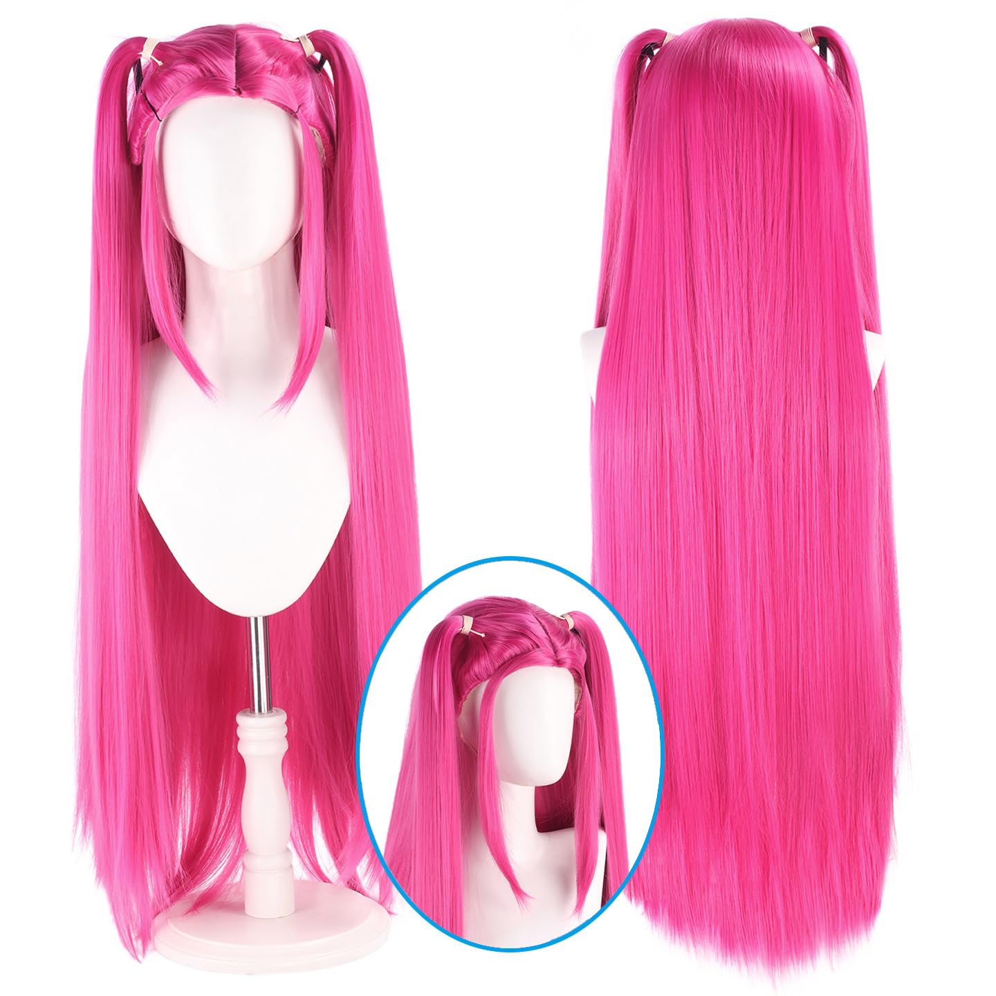 Purple Pink Wig for Women and Girl, Long Lace Hairline Cosplay Hair Wigs (Hot Pink)