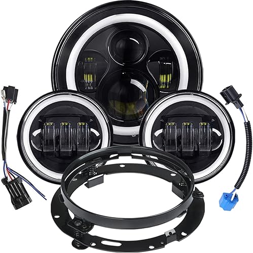 Faros LED de motocicleta de 7 pulgadas + luces antiniebla LED de 4.5 pulgadas para Harley Davidson Faros LED de motocicleta de 7 pulgadas + luces antiniebla LED de 4.5 pulgadas para Harley Davidson