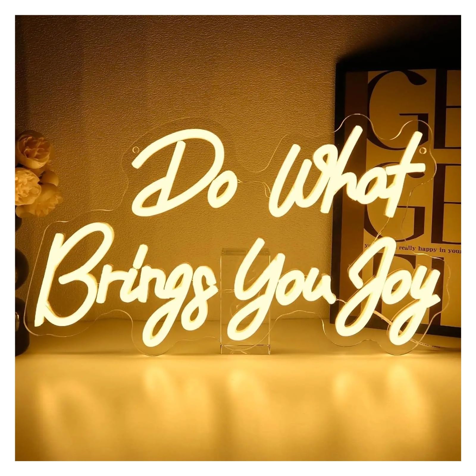 XENITE Hanging Art Neon Signs Do What Brings You Joy Neon Sign USB Dimmab LED Lights for Bedroom Office Club Motivational Bar Home Pub Party Decoration 42x27cm