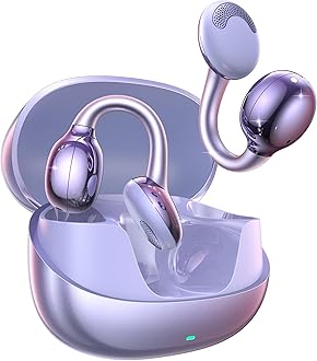 JOYROOM OE3 Clip-On Earbuds, Wireless Open Ear Earbuds Headphones, Auto L-R Recognition, Omni Tap Control, Immersive Sound, Ultra-Light 4.9g Fit,Comfortable ear buds for Workouts and Daily Use, Purple