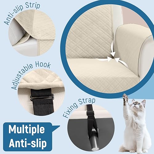 Miniatura 3 de Funda impermeable en forma de L para sofá seccional, funda acolchada de terciopelo para sofá esquinero, en forma de L, protector de muebles con