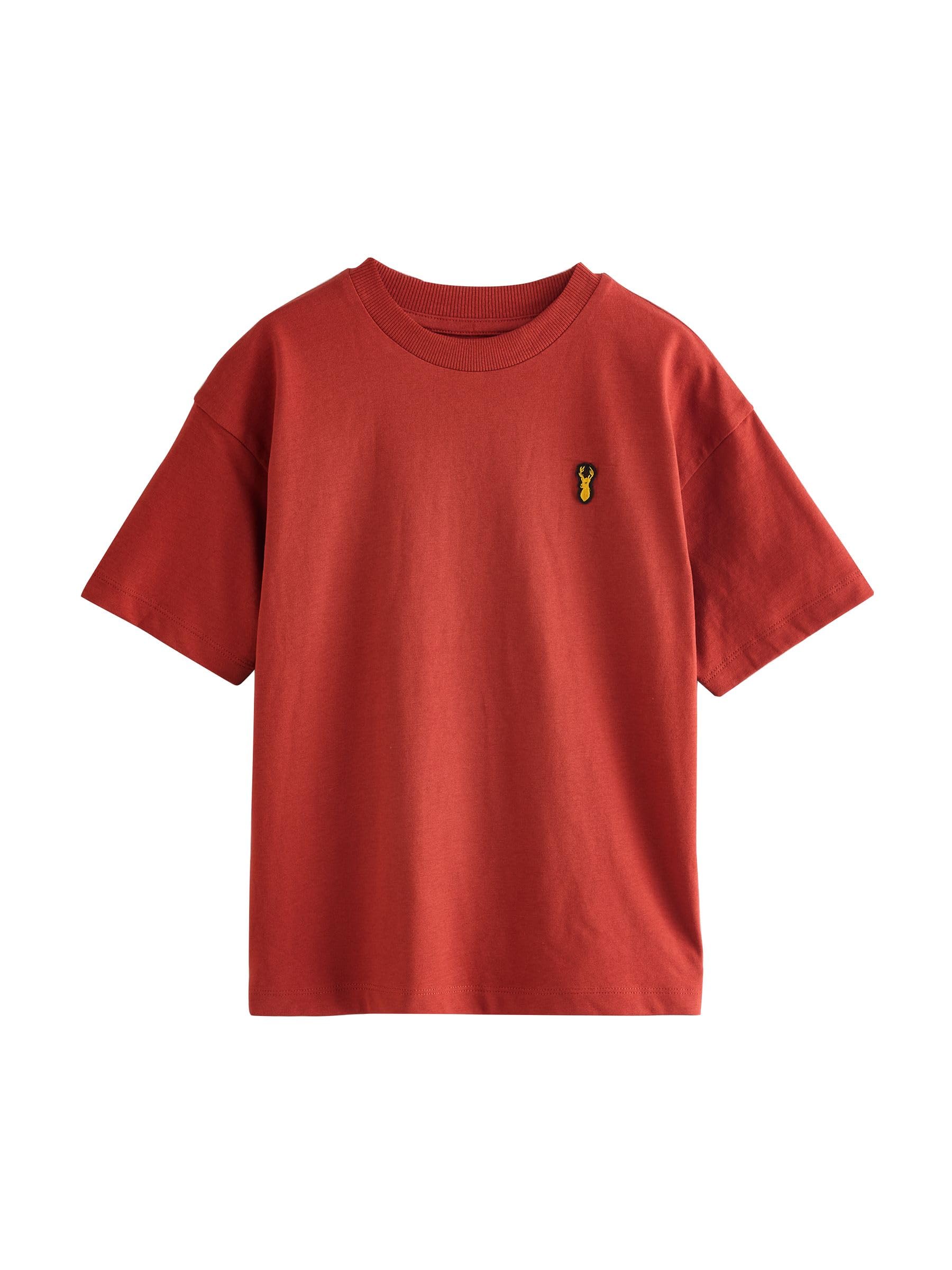 NEXT Jungen T-Shirts mit Hirsch-Stickerei, 4er-Pack