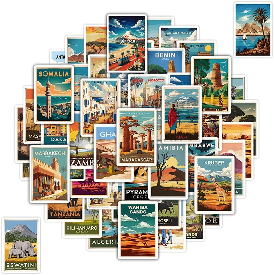 Africa Travel Stickers |50Pcs African Theme Waterproof Vinyl Decals image 2