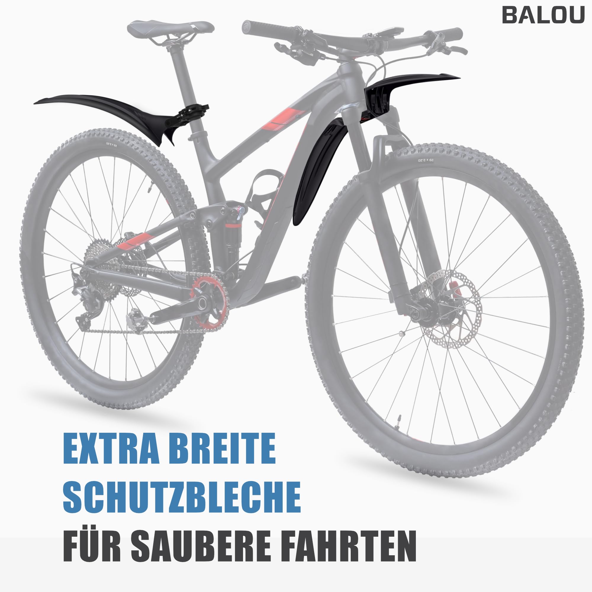 BALOU Fahrrad Schutzblech Set MTB 24-29 Zoll für vorne und hinten | Universal Schutzbleche Mountainbike