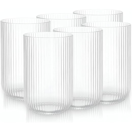 Jogo com 6 Copos Conjunto de Peças de Vidro Transparente, Linha 423ml para Suco e Água