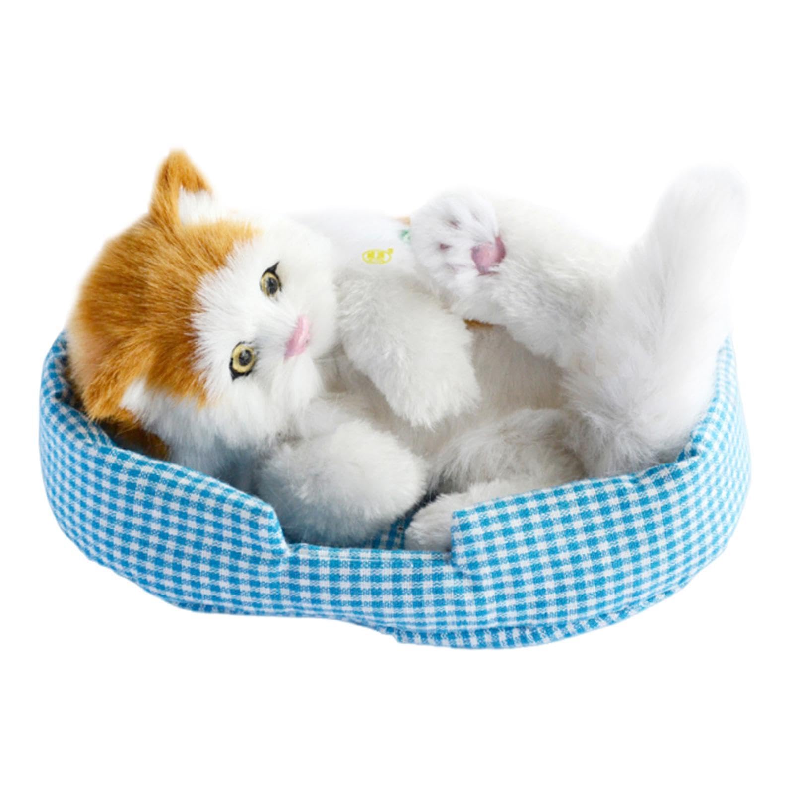 Simulazione Bellissimo Gatto Che Gatti Giocattolo Gatti Che Dormono su Tappetino Regalo Mini Versatile in Tappetino per Animali Decorazi, Testa Orange Cat