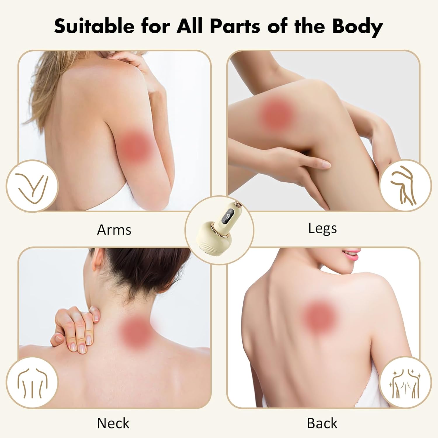 Rechargeable 5 in1 Handheld Cellulite Massager, Electric Cellulite Remover for Legs Cupping Therapy, Cordless varially Anti Cellulites Massager for Belly, Thighs, Arms and Back - Image 5