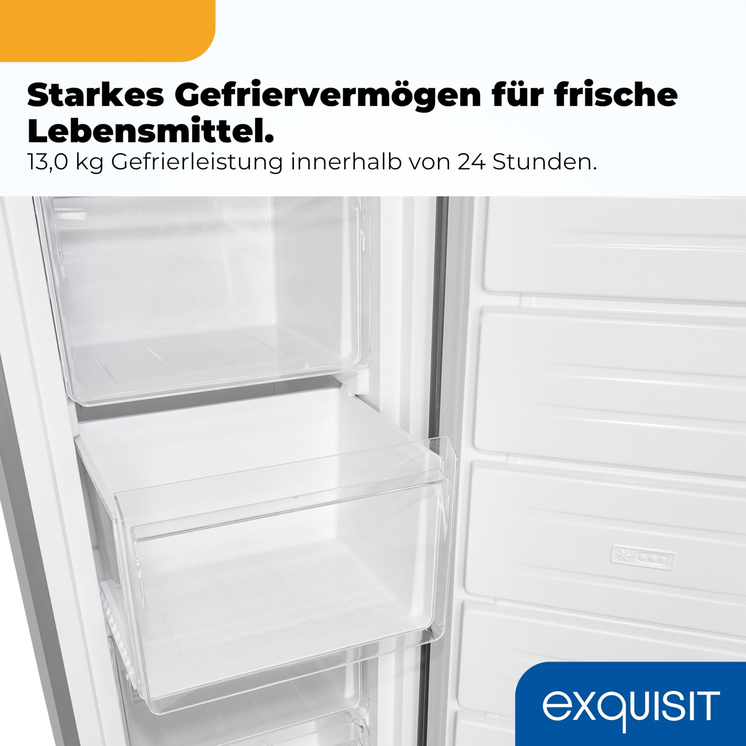 Exquisit GS5271-NF-H-040D Gefrierschrank - 204l NoFrost - Weiss | Standgefrierschrank mit 4 Schubladen, Schnellgefrierfunktion, 170 cm Höhe, Türalarm & Elektronik-Steuerung