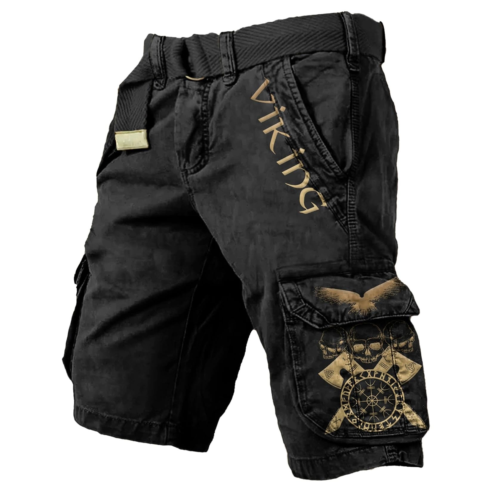 Pantaloncini uomo stampa 3D teschio fresco grafica vichingo tatuaggio estate viaggio escursionismo cargo lavoro esterno